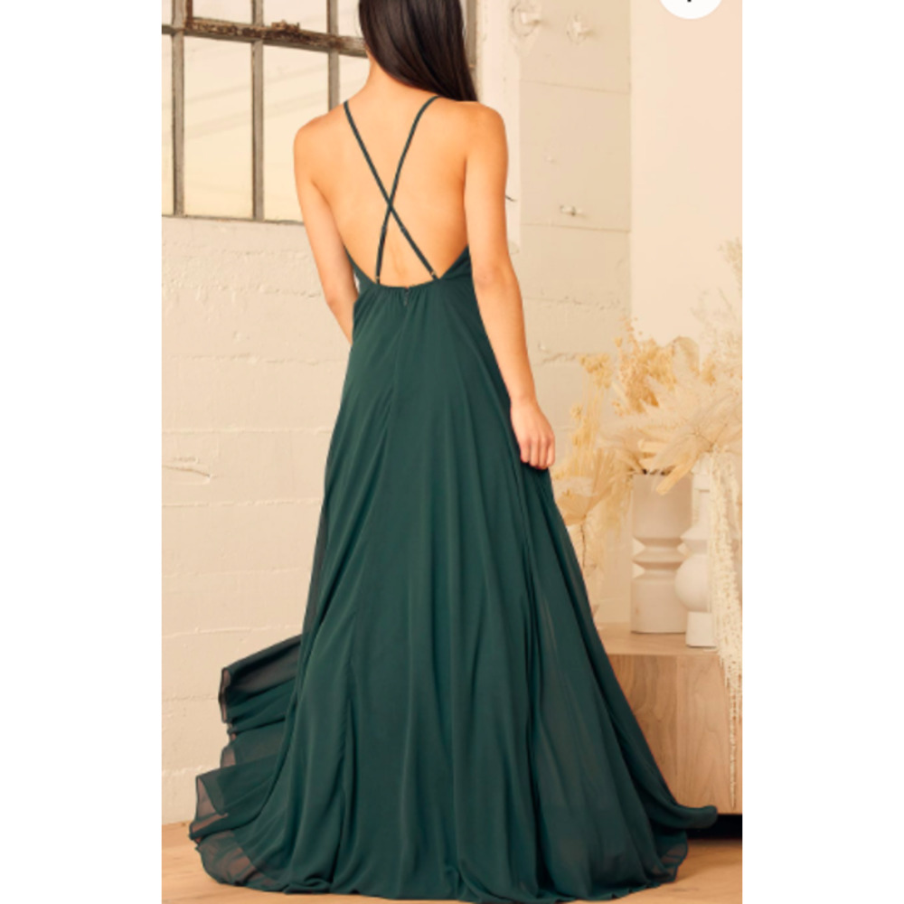 Sold👗LULUS Mythical Kind of Love Dark Green Maxi - Picture 9 of 10